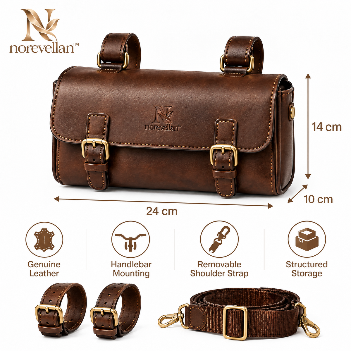 Vellmont Leather Bicycle Handlebar Bag image 5
